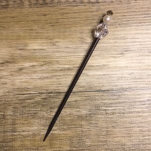 Handmade beaded hair sticks- black/diamond/silver